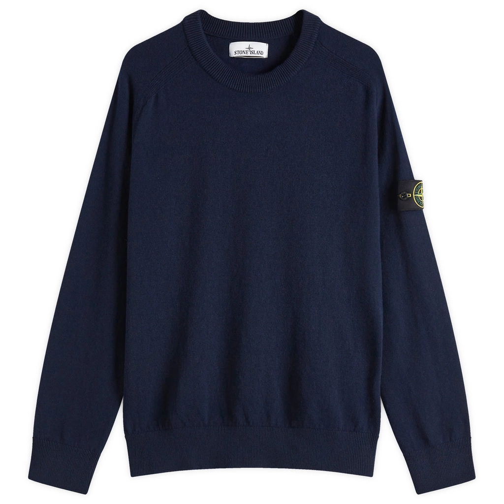 Stone Island Men's Geelong Wool Crew Neck Jumper Navy Blue